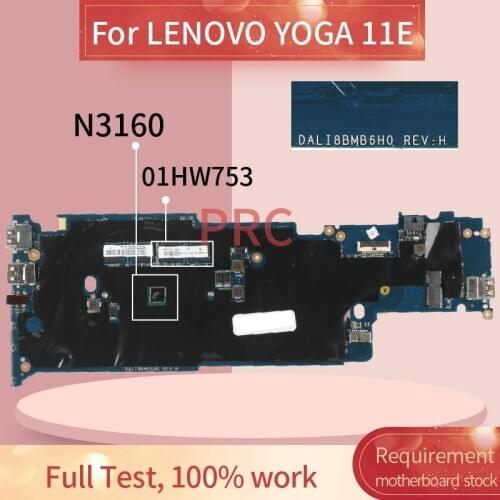 01HW753 For LENOVO YOGA 11E N3160 Laptop Motherboard DALI8BMB6H0 SR2KP DDR3 Notebook Mainboard