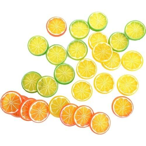 10pcs/lot 3 Colors Artificial Plastic Lemon Slices Lifelike Decorative Fake Fruit New Imitation Pvc Orange Display Models