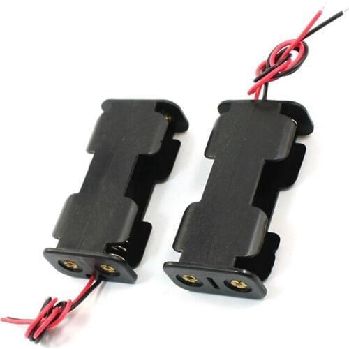 2Pcs Double Side Opening Frame 2 x 1.5V AA Battery Case Holder Black #8