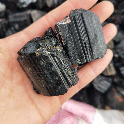 2pcs NATURAL BLACK TOURMALINE CRYSTAL STONE ORIGINAL