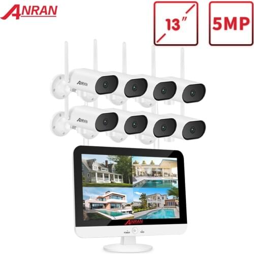 ANRAN 1920P Pan&tilt Camera Set Security Surveillance Camera Kit 13-inch Wireless Monitor NVR System Wifi Audio CCTV Camera Kit