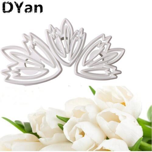 Free Shipping New Design Tulip Flower Fondant Cake Cookie Decor Plunger Cutter DIY Mold Set Tool A016