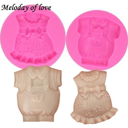 Boy girl baby clothes mold Fondant moulds Chocolate Cake Decorating Tools silicone molds for 3D crafts Resin Mold T1370
