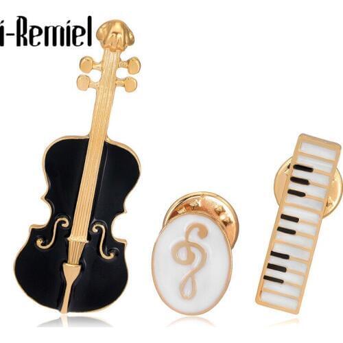 I-Remiel Fashion New Violin Symbol Keyboard Instrument Enamel Brooch Corsage Pin Gifts for Music Teacher Shirt Collar Decoration