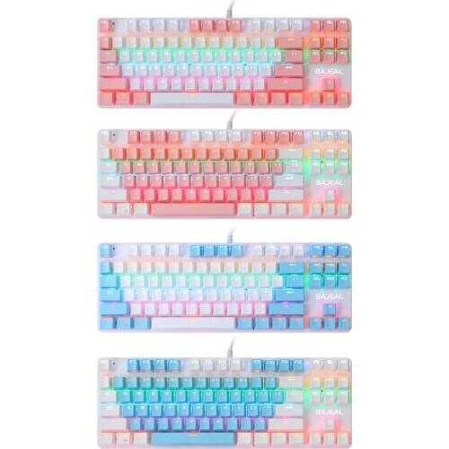 VKTECH K100 Gaming Keyboard USB Wired 87 Keys Blue Switch Mechanical Keyboard for PC Computer for Gaming Mechanical Keyboard