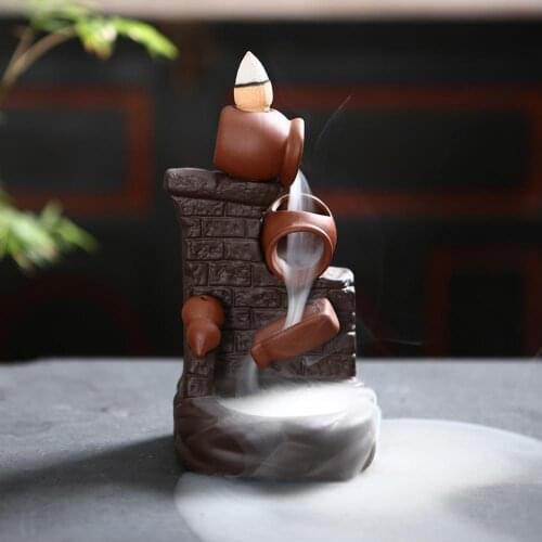 Ceramic Wall Pour Down Incense Burner Decoractive Meditation Censer Waterfall Backflow Censer Holder Office Desktop Ornament