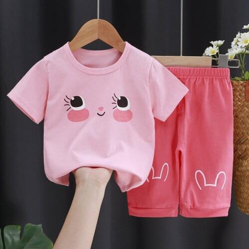 Toddler Girls Clothing Set Summer Childrens Cotton Sports Clothes Baby Boys Short-sleeved + Shorts Suits Kids Newborn Outfits