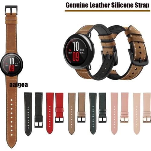 22mm Leather Silicone Watch Band Strap for Huami Amazfit PACE for Stratos 2 2S 3 Replacement Correa Wrist Bracelet straps 20mm