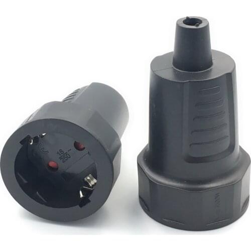 Black 16A 250V EU Germany Multifunction electrical AC power adaptor socket PVC flame retardant Travel home wiring female plug