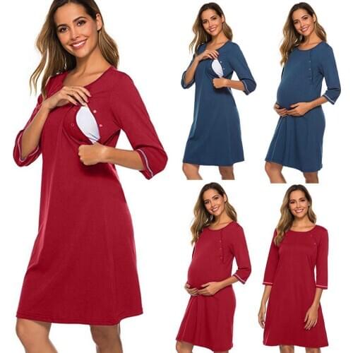 2020 Fashion Women Pregnant Maternity Nursing Floral Breastfeeding Spring Autumn Long Sleeve Dress Clothes For Pregnancy Clothes