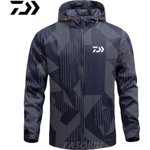 Daiwa Mens Autumn Winter New Fishing Jackets Cozy Long Sleeve Hooded Fishing Clothes Outdoor Cycling Hiking Fishing Jackets