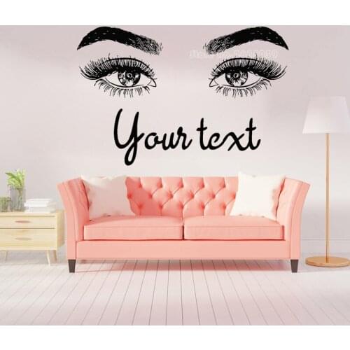 Eyelashes Salon Wall Decal Vinyl Sticker Eye Lashes Beauty Salon Interior Decor Makeup Store Logo Decals For Wall Door LL2681