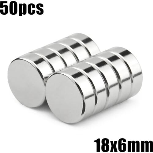 50pcs 18x6mm Super Powerful Strong Bulk Small Round NdFeB Neodymium Disc Magnets Dia 18mm x 6mm N35 Rare Earth NdFeB Magnet