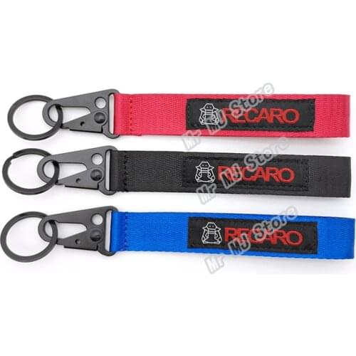 New Hot JDM Racing nylon cloth RECARO keychain embroidery for HONDA Mitsubishi SUZUKI TOYOTA Auto Motorcycle Keyring accessories