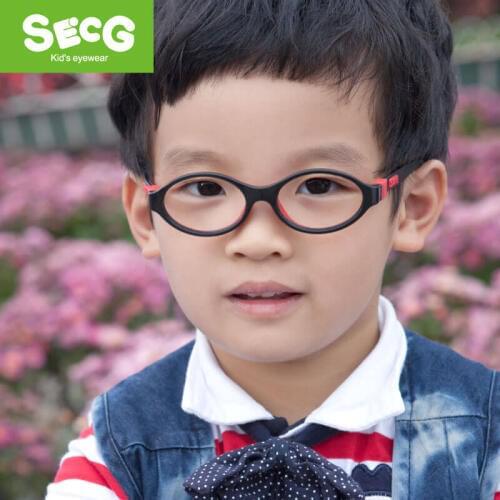 SECG Cute Round Kids Glasses Frame Silicone Optical Myopia Detachable Solid Flexible Soft Children Glasses Eyewear Spectacles
