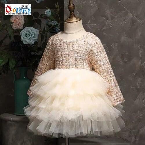 Outong Long Sleeve Girls Princess Dress Toddler Tutu Baby Girls Casual Wear 3 8Y Autumn Winter Girl Dress 2021 New Kids Clothes