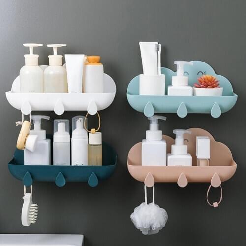Cloud Shaped Bathroom Shelf Shower Caddy Organizer Wall Mount Shampoo Rack No Drilling Kitchen Storage Bathroom Accessories