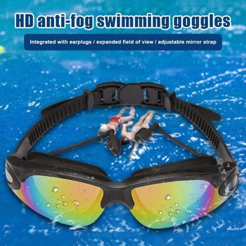 Professional Swimming Goggles With Earplugs Nose Clip Electroplate Silicone Waterproof for Swimming Lovers Accessories can CSV