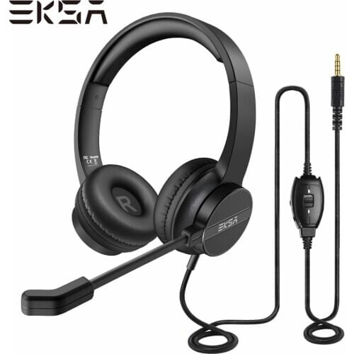 EKSA H12 3.5mm Wired Headphones with Microphone On-Ear Gaming Headset Gamer for PC/PS4/Xbox Call Centre/Traffic/Computer Headset