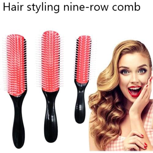 Hair Comb 9 & 5-Row Detangling Hair Brush Rat Tail Comb Styling Hairbrush Straight Curly Wet Hair Scalp Massage Brush Women