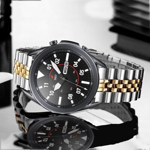 For samsung galaxy watch 3 45mm 41mm 46mm active 2 band 20mm 22mm luxury Stainless Steel strap for huawei watch gt 2 2e Bracelet