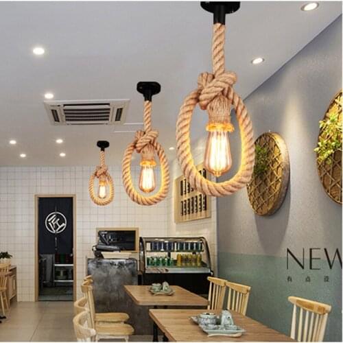 Retro nostalgic hemp rope chandelier industrial limelight lamp clothing store living room bar coffee shop creative chandelier