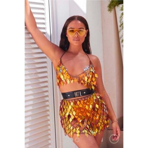 Sexy Plastic Sequins Necklace Body for Women Waist chain belly chain Beach Bikini Summer Bra Dress Nightclub Body Jewelry