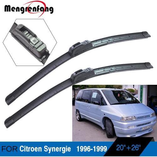 For Citroen Synergie Car Soft Rubber Wiper Blade Frameless Front Windscreen Wiper Blades J Hook Arms 1996 1997 1998 1999