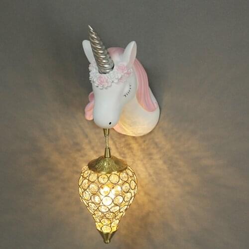 Modern Unicorn Wall Lamp For Kids Room Bedroom Bedside Lamps Girls Creative Room Led Wall Sconce Room Decor Cartoon Nordic Light