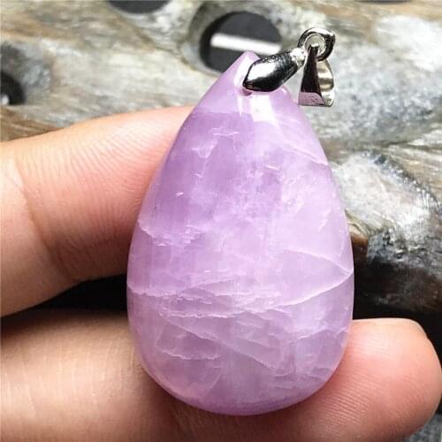 Top Natural Purple Kunzite Stone Pendant Jewelry For Women Man Crystal Healing Silver 34x21x10mm Beads Water Drop Gemstone AAAAA