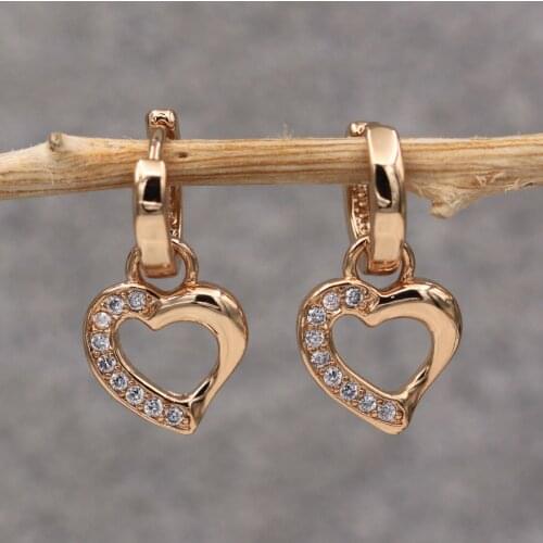 Dangle Drop Earrings White Heart Cubic Zirconia Copper Earring For Women Fashion Jewelry Accessories Wedding Anniversary Gif