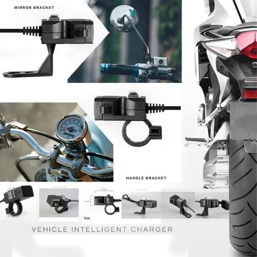 Waterproof Dual USB 12V-24V Motorcycle Handlebar Mobile Phone Charger Socket Automatic Smart Handlebar Charger Socket
