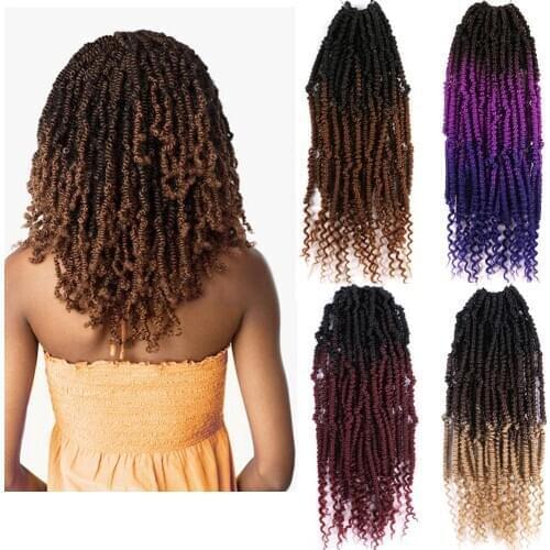 Mtmei Hair Fluffy Crochet Braids 14" Passion Bomb Spring Twist Crochet Hair Kinky Curly Brown Blonde Purple Blue Braiding Hair