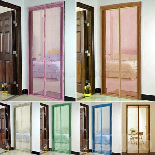 High Denstiy Small Mesh With Decoration Lace Strong Magnetic Closure Anti Mosquito Solid Color Stripe Thick Door Curtain Screen