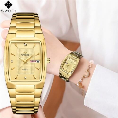 WWOOR 2021 Luxury Rose Gold Women Watches Fashion Square Ladies Quartz Watch Top Brand Womens Bracelet Casual Clock Female Gift