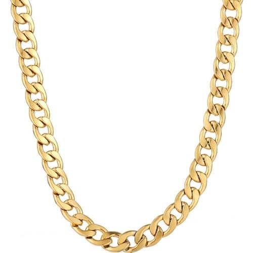 Hip Hop Jewelry Long Chunky Cuban Link Chain Golden Necklaces With Thick Gold Color Neck Chains For Women Men Jewelry Gift