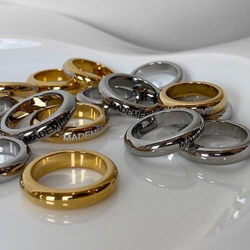 YWSHK 2021 Fashion Simple Wedding Rings for Women 4/6/8mm Custom Engrave Lover Couple Stainless Steel Charm Jewelry Wholesale