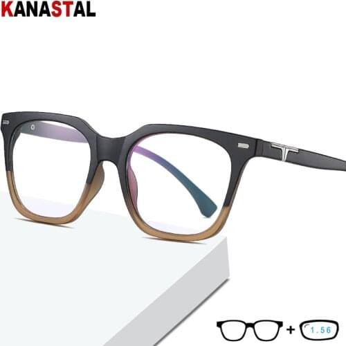Women Anti-Blue-ray Light Blocking Glasses Men TR90 Large Frame Computer Eyewear Hyperopia Myopia Reading Glasses 1.56 Lenses