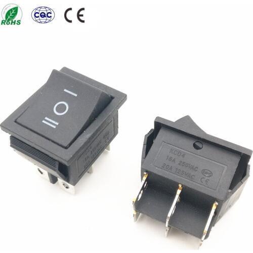 10pcs/lot 25*31MM 6 Pin DPDT ON-OFF-ON 3 Position Boat Rocker Switch 16A/250V 20A/125V AC KCD4-203