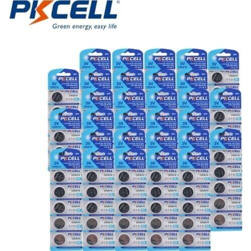 150Pcs/30 Cards PKCELL CR2016 3V Lithium Battery BR2016 DL2016 ECR 2016 Button Batteries for Watch Car Remote Key