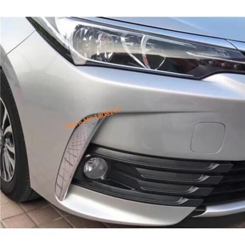 For Toyota Corolla Altis 2017 2018 2019 car front fog light lamp detector frame stick styling ABS Chrome cover trim sticker 2pcs