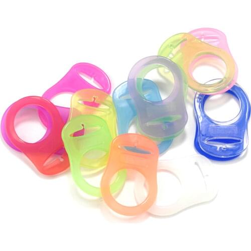 200 pcs Transparent clear Silicone pacifier Rings Baby Mam Rings/Dummy Clips Adapter HD047 13 Colors