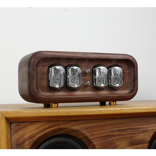 4-bit IN12 retro collection DIY clock Black walnut solid wood glow digital tube clock