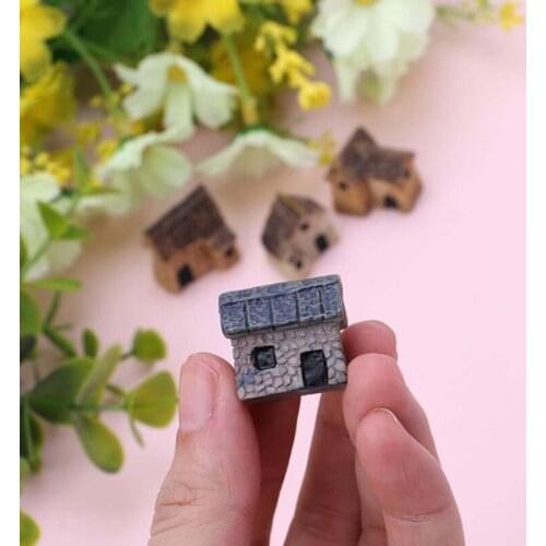 4PCS Miniature Exquisite Thumbnail Stone Houses Desktop Ornaments Garden Decoration STTA889
