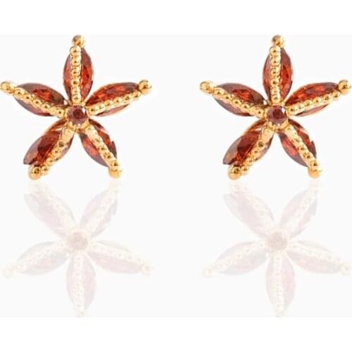 925 Sterling Silver Gold Color Cute Lovely Animal Design Under The Sea Stud CZ Super Starfish Studs Small Tiny Earring For Girl
