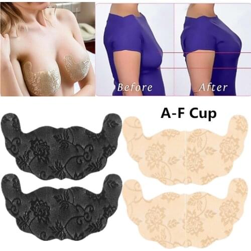 A-FCup 1Pair Cup Disposable Beach Wedding Women Lady Lace Push Up Self-Adhesive Breathable Invisible Nipple Cover Silicone
