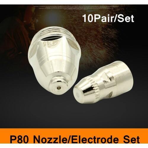 P80 Nozzle Electrode Set Air Plasma Cutting Cutter Torch Consumables 10Pair/Set 20pc/Set Welding Machine Accessory 30000 Degree