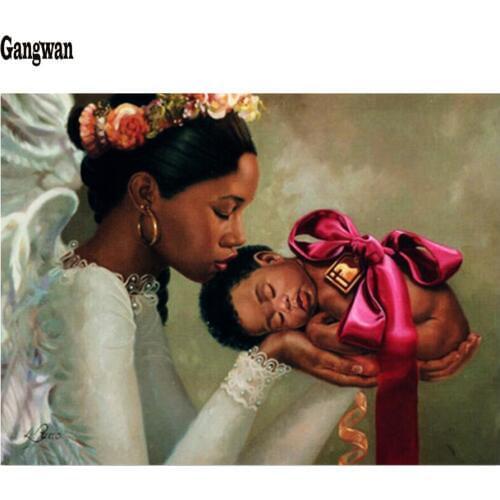 African art diy diamond painting Mom and baby people diamond embroidery full square round rhinestone mosaic puzzle cross stitch