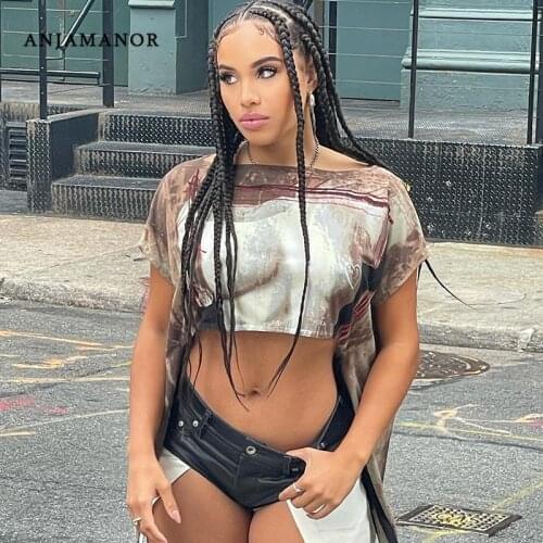 Женские футболки с коротким рукавом ANJAMANOR China At AliExpress