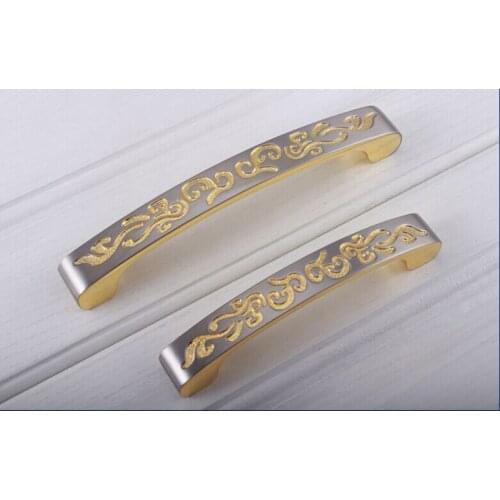 Free shipping American modern kitchen cabinet Gold veins handle Cupboard pull Drawer dresser wardrobe handle Bookcase handle64mm